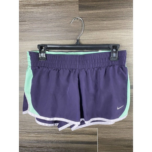 Nike Dri-Fit Women's Athletic Running Lined Track Shorts Dark Purple Green‎ Sz m